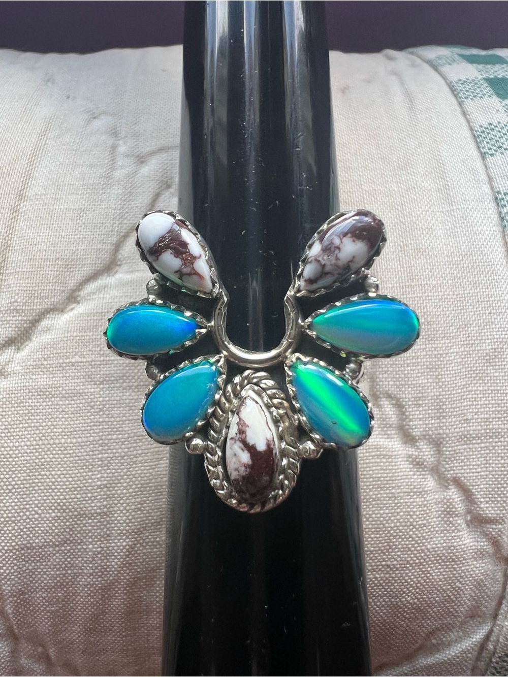 Sterling balloon, Opal & wild horse ring